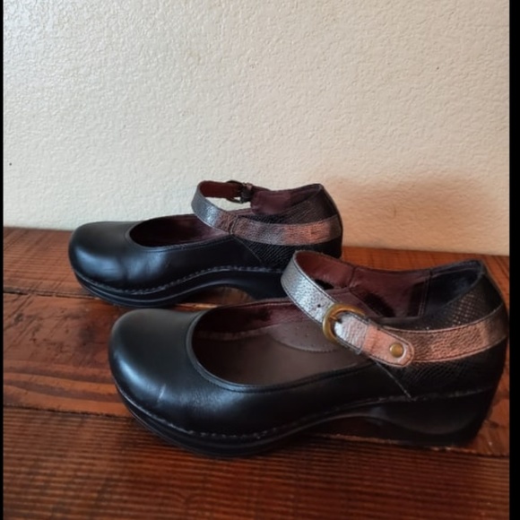 Sanita Shoes - SANITA Danish Leather Mary Jane Black Clogs
